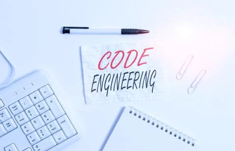 Text sign showing Code Engineering. Conceptual photo application of engineering Stock Photos
