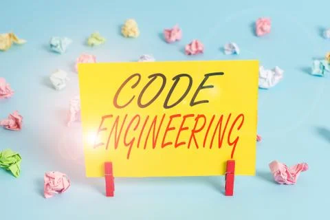 Text sign showing Code Engineering. Conceptual photo application of engineering Stock Photos