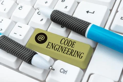 Text sign showing Code Engineering. Concept meaning application of engineering Stock Photos