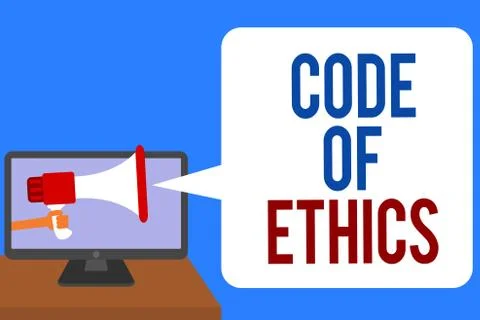 Text sign showing Code Of Ethics. Conceptual photo Moral Rules Ethical Integrity イラスト素材