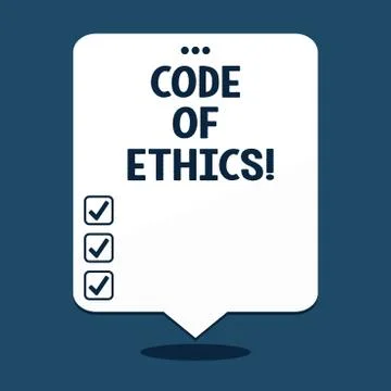 Text sign showing Code Of Ethics. Conceptual photo Moral Rules Ethical Integrity 스톡 일러스트