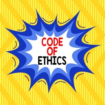 Text sign showing Code Of Ethics. Conceptual photo Moral Rules Ethical Integrity 스톡 일러스트