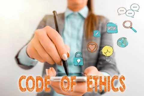 Text sign showing Code Of Ethics. Conceptual photo basic guide for professional 写真素材