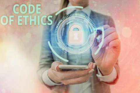 Text sign showing Code Of Ethics. Conceptual photo basic guide for professional Stock Photos