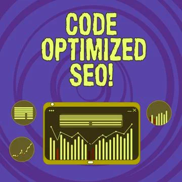 Text sign showing Code Optimized Seo. Conceptual photo process of affecting Illustrazione stock