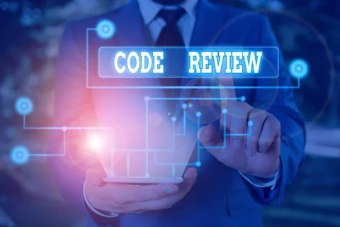 Text sign showing Code Review. Conceptual photo single most effective technique Stock Photos