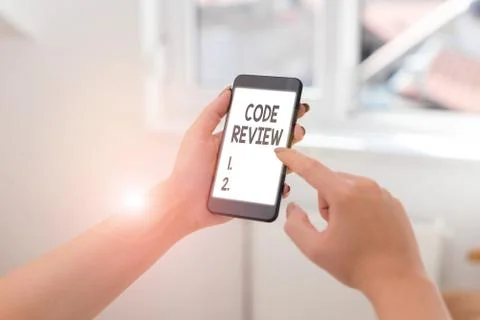 Text sign showing Code Review. Conceptual photo single most effective technique Foto stock