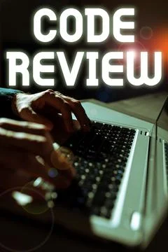 Text sign showing Code Review. Business idea going over a subject in study or Stock Photos