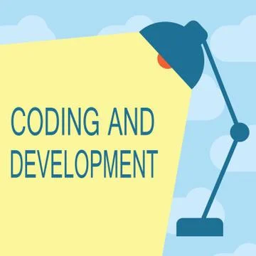 Text sign showing Coding And Development. Conceptual photo Programming Building Stock Illustration