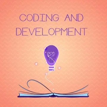 Text sign showing Coding And Development. Conceptual photo Programming Building Stock Illustration