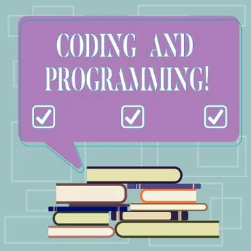 Text sign showing Coding And Programming. Conceptual photo Design and build an Stock-Illustration