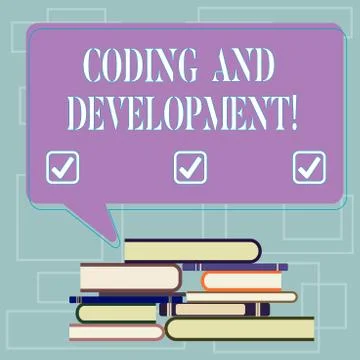 Text sign showing Coding And Development. Conceptual photo To program or create Stock Illustration