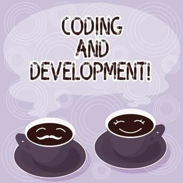 Text sign showing Coding And Development. Conceptual photo To program or create Stock Illustration