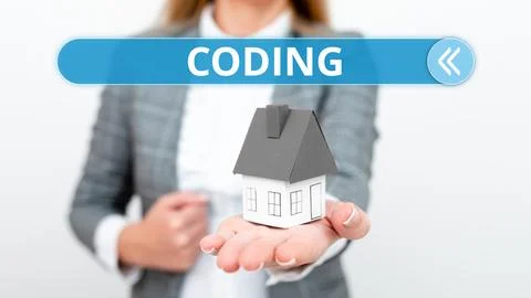Text sign showing Coding. Business idea assigning code to something for 写真素材