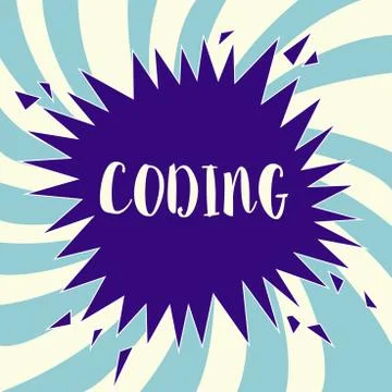 Text sign showing Coding. Conceptual photo assigning code to something for cl Stock Illustration