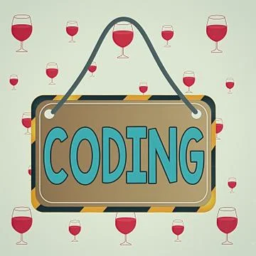 Text sign showing Coding. Conceptual photo assigning code to something for 스톡 일러스트