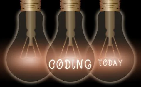 Text sign showing Coding. Conceptual photo assigning code to something for Stock Illustration