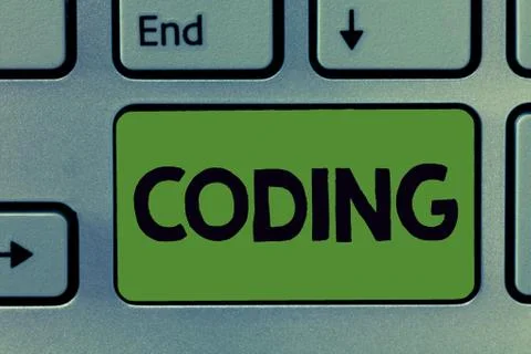 Text sign showing Coding. Conceptual photo assigning code to something for Stock Photos