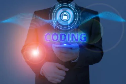 Text sign showing Coding. Conceptual photo assigning code to something for Stockfoto's