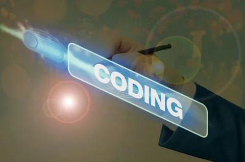 Text sign showing Coding. Conceptual photo assigning code to something for Stockfoto's