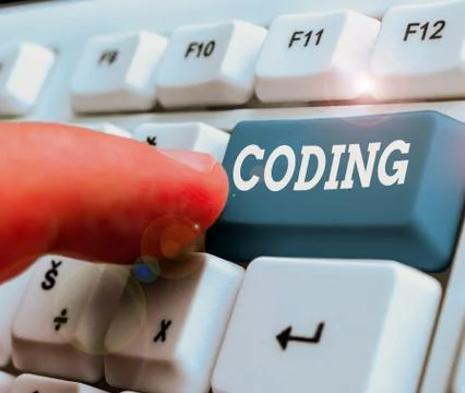Text sign showing Coding. Conceptual photo assigning code to something for Stockfoto's
