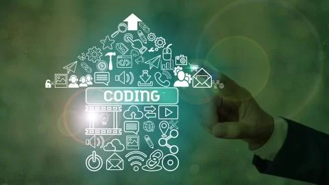 Text sign showing Coding. Conceptual photo assigning code to something for Stock Photos