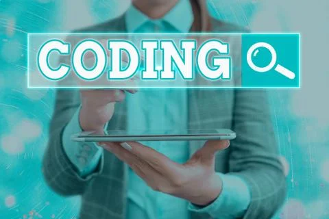 Text sign showing Coding. Conceptual photo assigning code to something for Stockfoto's