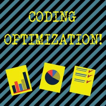 Text sign showing Coding Optimization. Conceptual photo method of code 스톡 일러스트