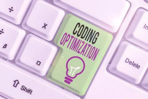 Text sign showing Coding Optimization. Conceptual photo method of code Foto stock