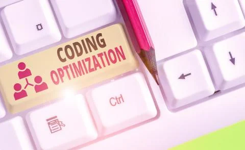 Text sign showing Coding Optimization. Conceptual photo method of code Stock Photos