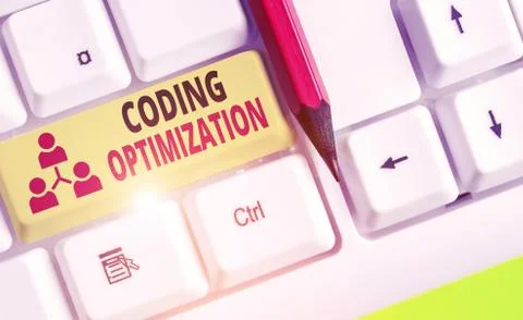 Text sign showing Coding Optimization. Conceptual photo method of code Foto stock