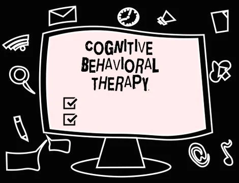 Text sign showing Cognitive Behavioral Therapy. Conceptual photo Psychological Illustrazione stock