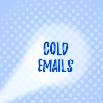 Text sign showing Cold Emails. Conceptual photo unsolicited email sent to a Illustrazione stock