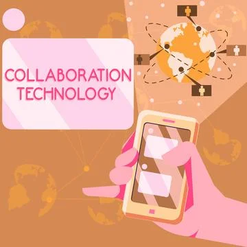 Text sign showing Collaboration Technology. Concept meaning joint efforts work Stock Illustration