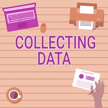 Text sign showing Collecting Data. Word Written on Gathering and measuring Stock Illustration