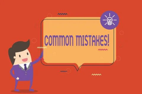 Text sign showing COMMON MISTAKES. Conceptual photo Prevalent error and issues Stock Illustration