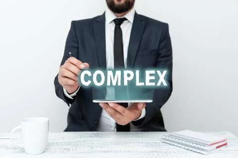 Text sign showing Complex. Internet Concept the significant ideas that are Foto stock