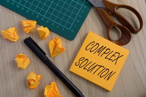 Text sign showing Complex Solution. Business idea significant ideas that are Foto stock