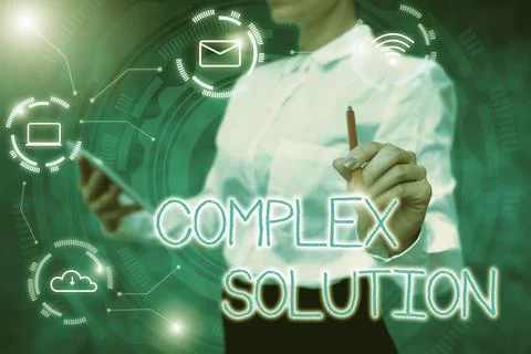 Text sign showing Complex Solution. Word Written on significant ideas that are Foto stock
