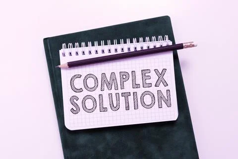 Text sign showing Complex Solution. Word for significant ideas that are Foto stock