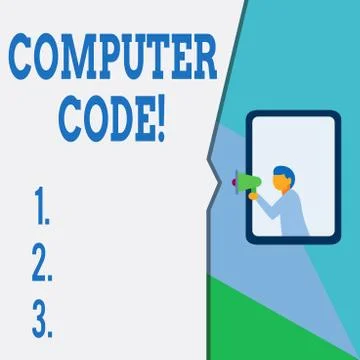 Text sign showing Computer Code. Conceptual photo Set of instructions forming a Stock Illustration