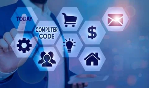 Text sign showing Computer Code. Conceptual photo Set of instructions forming a Stockfoto's