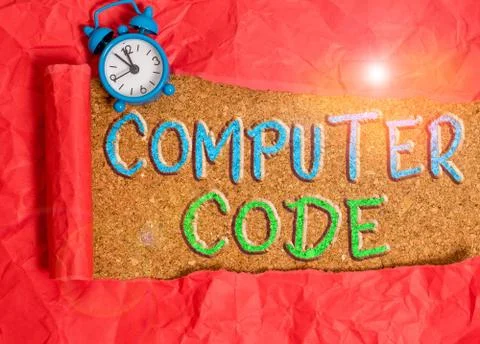 Text sign showing Computer Code. Conceptual photo Set of instructions forming a Stockfoto's