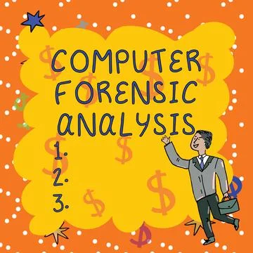 Text sign showing Computer Forensic Analysis. Business concept evidence found in Stock Illustration