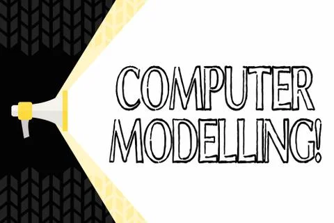 Text sign showing Computer Modelling. Conceptual photo using a computer to make Stock Illustration