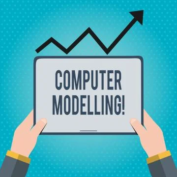 Text sign showing Computer Modelling. Conceptual photo using a computer to make Stock Illustration