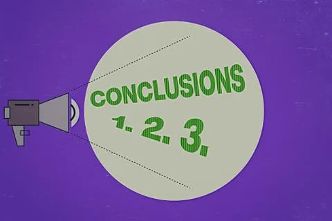 Text sign showing Conclusions 1. 2. 3.. Conceptual photo Lists of Suppositions Stock Illustration