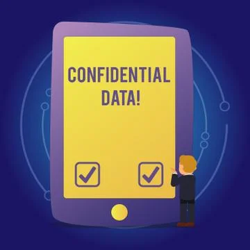 Text sign showing Confidential Data. Conceptual photo term that typically rep Stock Illustration