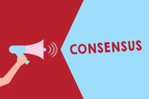 Text sign showing Consensus. Conceptual photo general agreement about particular Ilustración de archivo