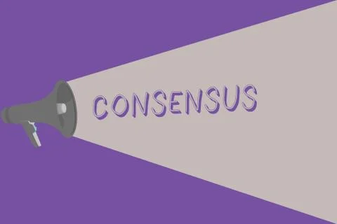 Text sign showing Consensus. Conceptual photo general agreement about particular Ilustración de archivo